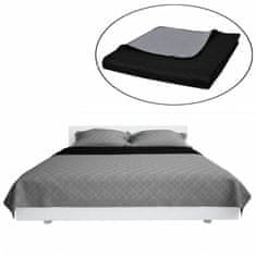 Vidaxl 130883 Double-sided Quilted Bedspread Black/Grey 170 x 210 cm