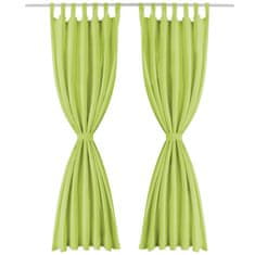 Vidaxl Zavese iz mikro satena 2 kosa z zankami 140x245 cm zelene barve