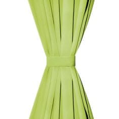 Vidaxl Zavese iz mikro satena 2 kosa z zankami 140x225 cm zelene barve