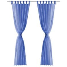 Greatstore Prosojne zavese 2 kosa 140x225 cm kraljevsko modre barve