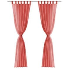 Greatstore Prosojne zavese 2 kosa 140x225 cm rdeče barve