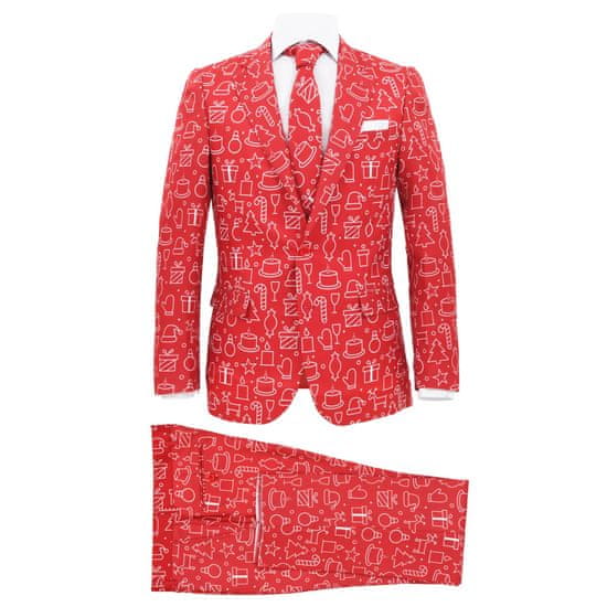 Greatstore Moška božična obleka s kravato velikost 52 rdeča z darili