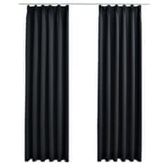 Vidaxl Zatemnitvene zavese z obešali 2 kosa črne 140x225 cm