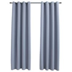 Vidaxl Zatemnitvene zavese s kovinskimi obročki 2 kosa sive 140x245 cm
