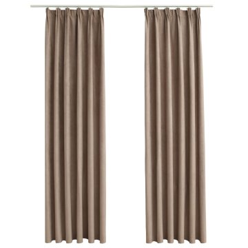 Vidaxl Zatemnitvene zavese z obešali 2 kosa taupe 140x245 cm
