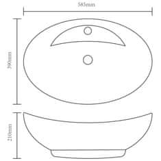 shumee Umivalnik z odprtino za odtekanje 58,5x39x21 cm keramičen zlat