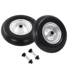 Vidaxl Kolesa za samokolnico z osmi 2 kosa trden PU 4,00-8 390 mm