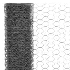 shumee Žična mreža za ograjo jeklo s PVC oblogo 25x1,5 m siva