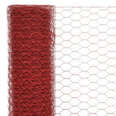 shumee Žična mreža za ograjo jeklo s PVC oblogo 25x0,5 m rdeča