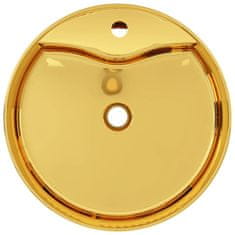 shumee Umivalnik z odprtino za odtekanje 46,5x15,5 cm keramičen zlat