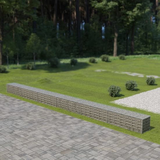 Vidaxl Gabionska stena s pokrovi iz pocinkanega jekla 900x50x50 cm
