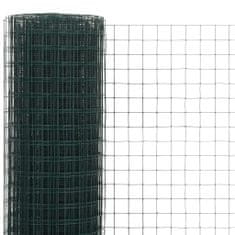 shumee Žična mreža za ograjo jeklo s PVC oblogo 25x1,5 m zelena