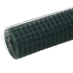 Greatstore Žična mreža za ograjo jeklo s PVC oblogo 25x1,5 m zelena