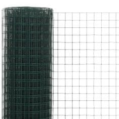 Greatstore Žična mreža za ograjo jeklo s PVC oblogo 25x1,5 m zelena