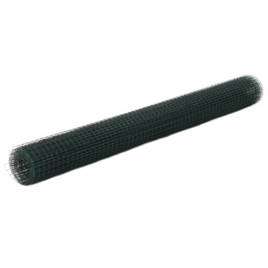 Greatstore Žična mreža za ograjo jeklo s PVC oblogo 25x1,5 m zelena