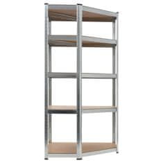 Vidaxl Polica za shranjevanje jeklo in MDF 90x90x180 cm srebrna