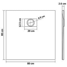 Greatstore Kad za tuš SMC siva 80x80 cm