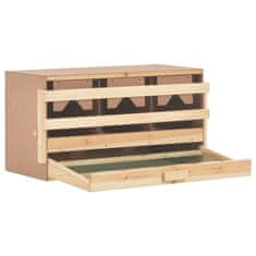 Vidaxl Gnezdišče za kokoši s 3 predelki 72x33x38 cm trdna borovina