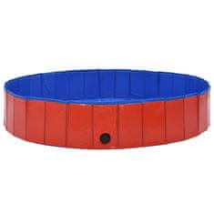 Vidaxl Zložljiv bazen za pse rdeč 160x30 cm PVC