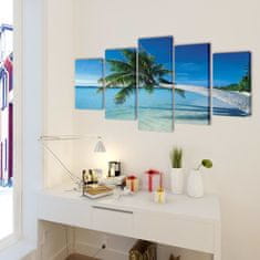 Vidaxl Set platen s printom peščene plaže s palmami 200 x 100 cm