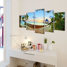 Vidaxl Set platen s printom peščene plaže in mreže 100 x 50 cm