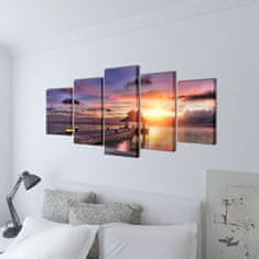 Vidaxl Set platen s printom plaže s paviljonom 100 x 50 cm