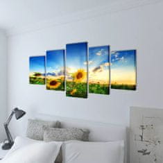 Vidaxl Set platen s printom sončnic 200 x 100 cm