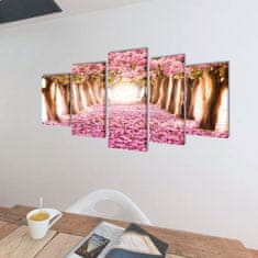 Vidaxl 241574 Canvas Wall Print Set Cherry Blossom 100 x 50 cm