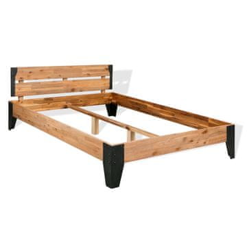 Vidaxl Posteljni okvir trden akacijev les in jeklo 152x203 cm