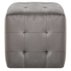 Vidaxl Tabure 2 kosa siv 30x30x30 cm žametno blago