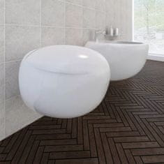 Vidaxl Set Stenska / Viseča WC Školjka + Bide iz Bele Keramike
