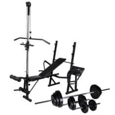 Vidaxl Vadbena klop s kompletom uteži in stojalom 30,5kg