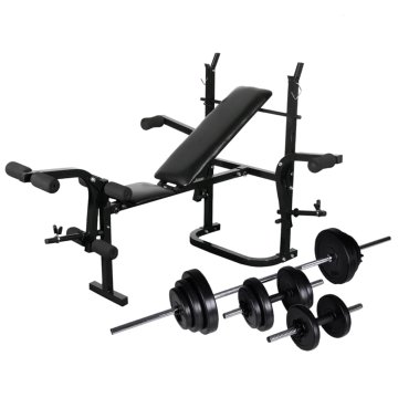 shumee vidaXL Vadbena klop s kompletom uteži in stojalom 30,5 kg