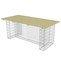 Vidaxl Vrtna miza z jeklenim gabionom 180x90x74 cm borovina