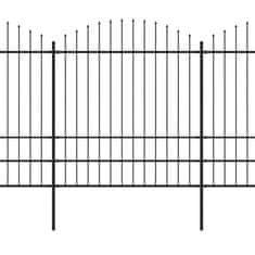 Greatstore Ograjni paneli z bodicami, jekleni, (1,75-2) x 17 m, črni