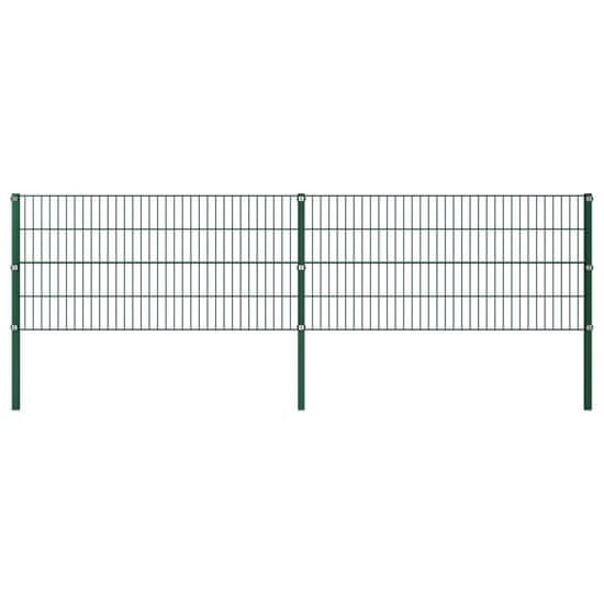 shumee Ograjni paneli s stebrički železo 3,4x0,8 m zeleni