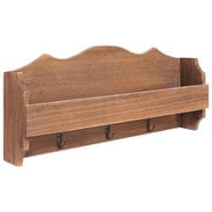 Vidaxl Stenski obešalnik za plašče rjav 50x10x23 cm les