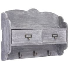 Vidaxl Stenski obešalnik za plašče siv 50x10x34 cm les
