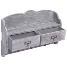 Vidaxl Stenski obešalnik za plašče siv 50x10x34 cm les