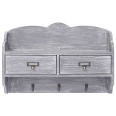 Vidaxl Stenski obešalnik za plašče siv 50x10x34 cm les