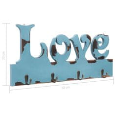 Vidaxl Stenski obešalnik za plašče LOVE 50x23 cm