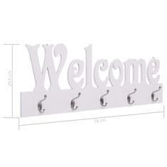 Greatstore Stenski obešalnik za plašče WELCOME bel 74x29,5 cm