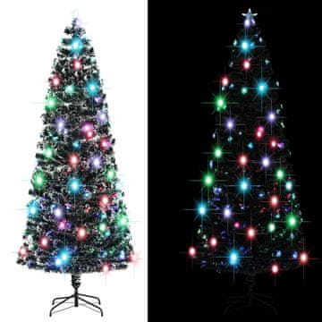 Vidaxl Osvetljena novoletna jelka s stojalom in LED 240 cm optična vlakna