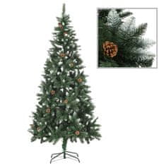 Vidaxl Umetna novoletna jelka z LED lučkami, bučkami in storži 210 cm