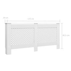 Vidaxl Pokrov za radiator bel 172x19x81,5 cm MDF