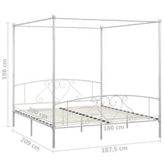 Vidaxl Posteljni okvir z ogrodjem za baldahin bel kovinski 180x200 cm