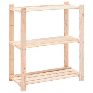 Vidaxl Stojalo s policami 3-nadstropno 80x38x90 cm borovina 150 kg
