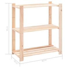 Vidaxl Stojalo s policami 3-nadstropno 80x38x90 cm borovina 150 kg