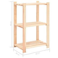 Vidaxl Stojalo s policami 3-nadstropno 60x38x90 cm borovina 150 kg