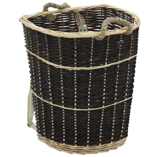 Vidaxl Nahrbtnik za prenašanje drv s trakovi 57x51x69 cm naravna vrba